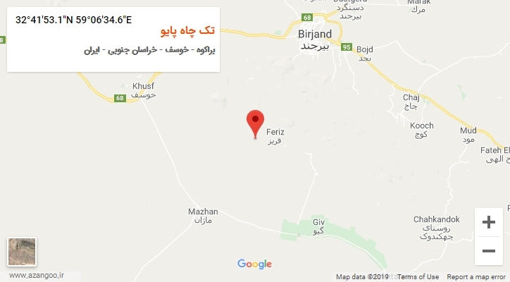 روستای تک چاه پایو بر روی نقشه