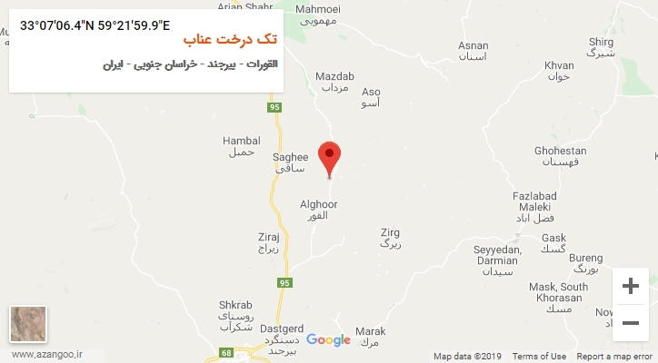 روستای تک درخت عناب بر روی نقشه