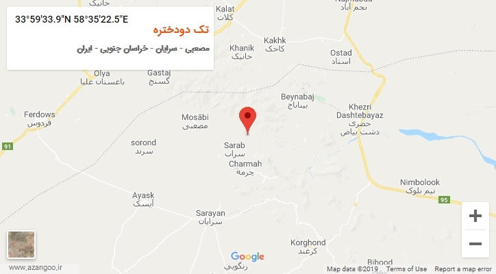 روستای تک دودختره بر روی نقشه