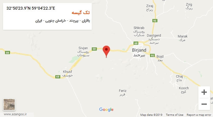روستای تک گیسه بر روی نقشه