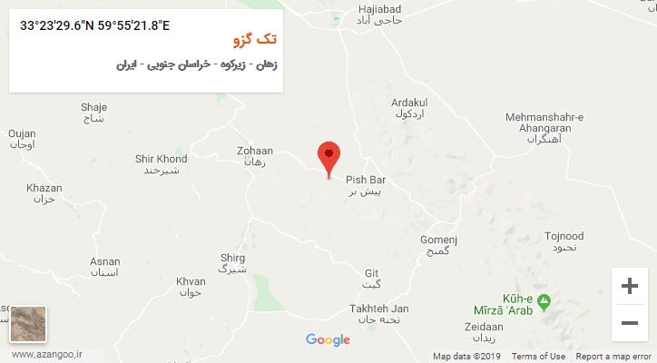 روستای تک گزو بر روی نقشه