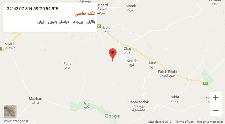 روستای تک حاجی بر روی نقشه
