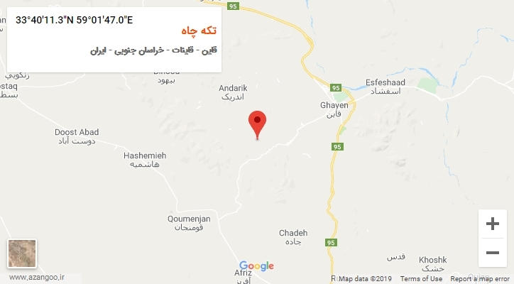 روستای تکه چاه بر روی نقشه