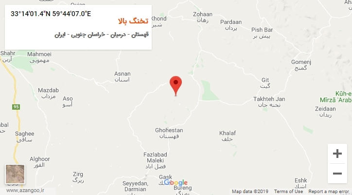 روستای تخنگ بالا بر روی نقشه