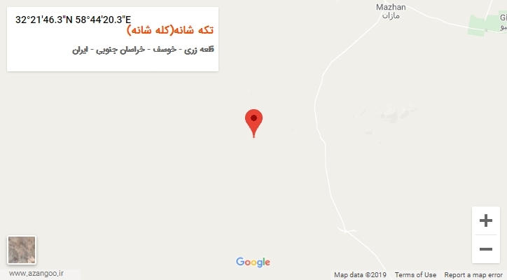 روستای تکه شانه(کله شانه) بر روی نقشه