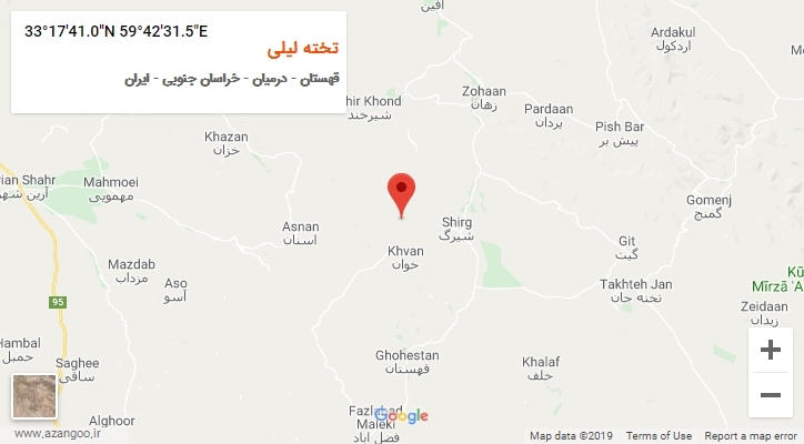 روستای تخته لیلی بر روی نقشه