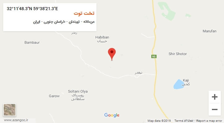 روستای تخت توت بر روی نقشه