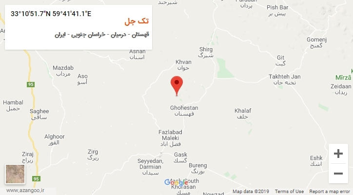 روستای تک جل بر روی نقشه