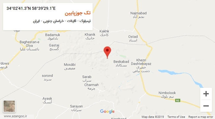 روستای تک جوزپایین بر روی نقشه