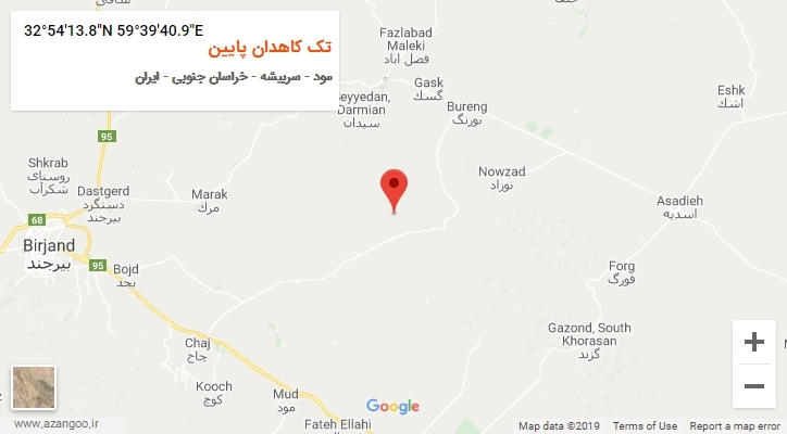 روستای تک کاهدان پایین بر روی نقشه