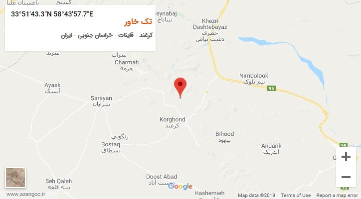 روستای تک خاور بر روی نقشه