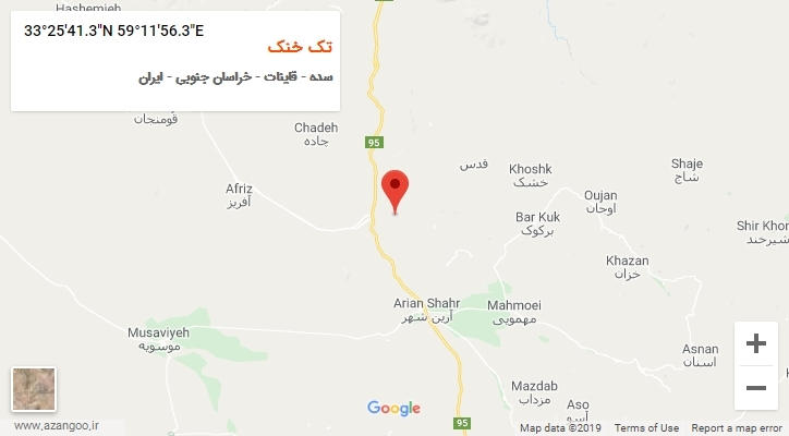 روستای تک خنک بر روی نقشه