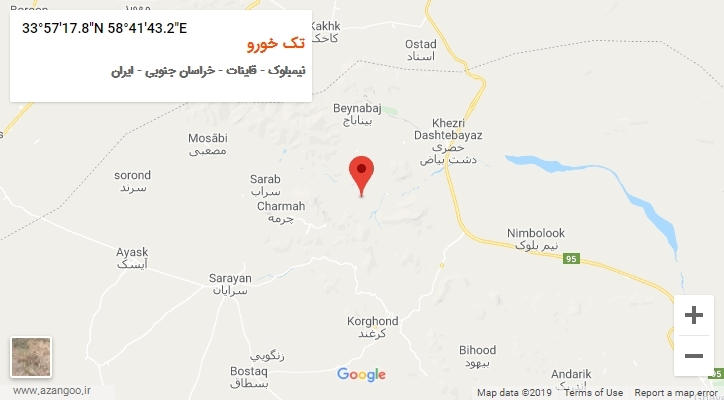 روستای تک خورو بر روی نقشه