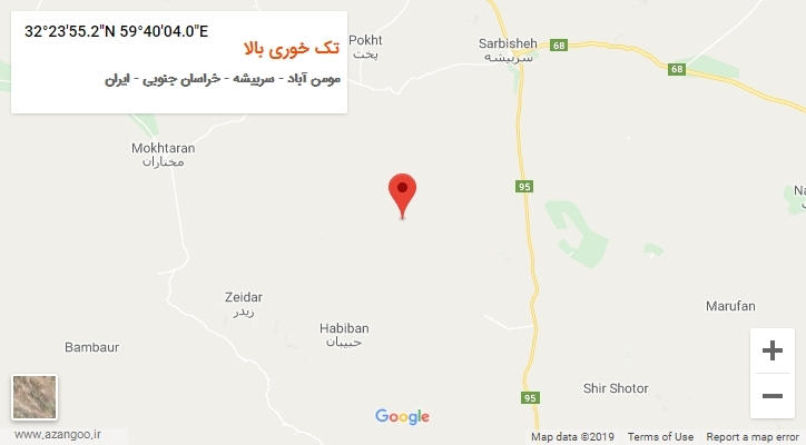 روستای تک خوری بالا بر روی نقشه