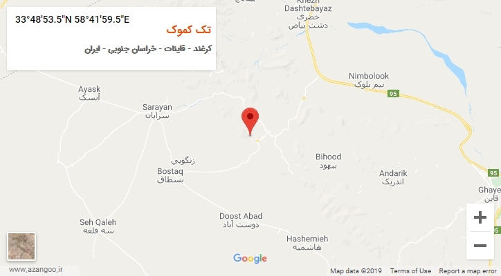 روستای تک کموک بر روی نقشه