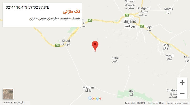 روستای تک ماژانی بر روی نقشه