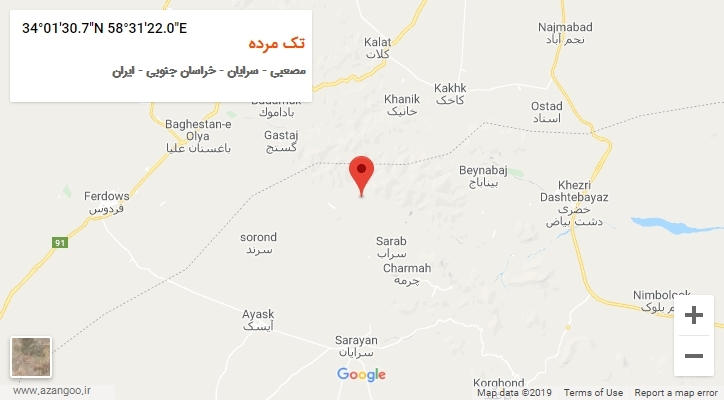 روستای تک مرده بر روی نقشه