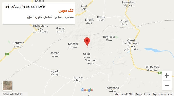 روستای تک موس بر روی نقشه