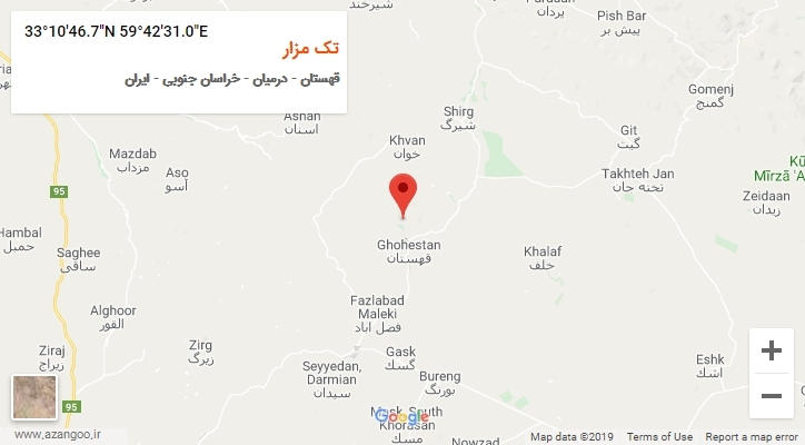 روستای تک مزار بر روی نقشه