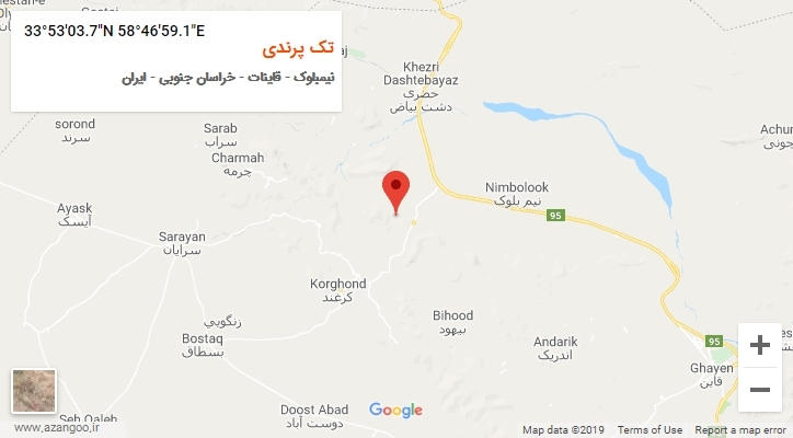 روستای تک پرندی بر روی نقشه