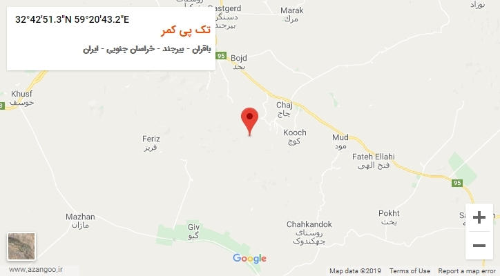 روستای تک پی کمر بر روی نقشه