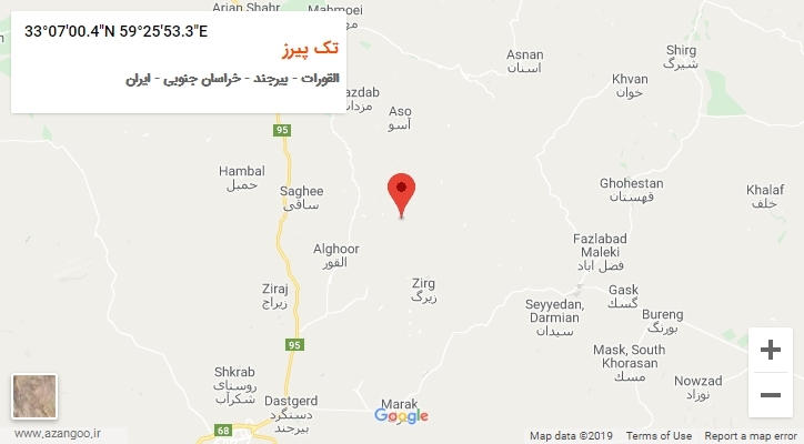 روستای تک پیرز بر روی نقشه
