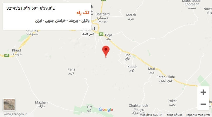 روستای تک راه بر روی نقشه
