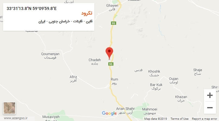 روستای تکرود بر روی نقشه