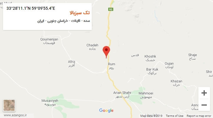 روستای تک سبزبالا بر روی نقشه