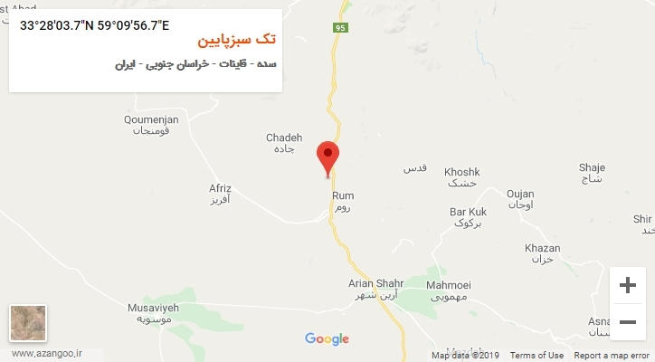 روستای تک سبزپایین بر روی نقشه