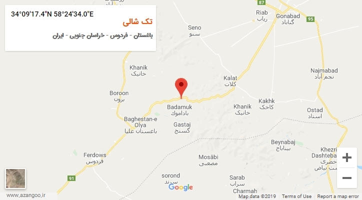 روستای تک شالی بر روی نقشه