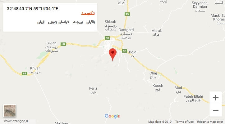 روستای تکصمد بر روی نقشه