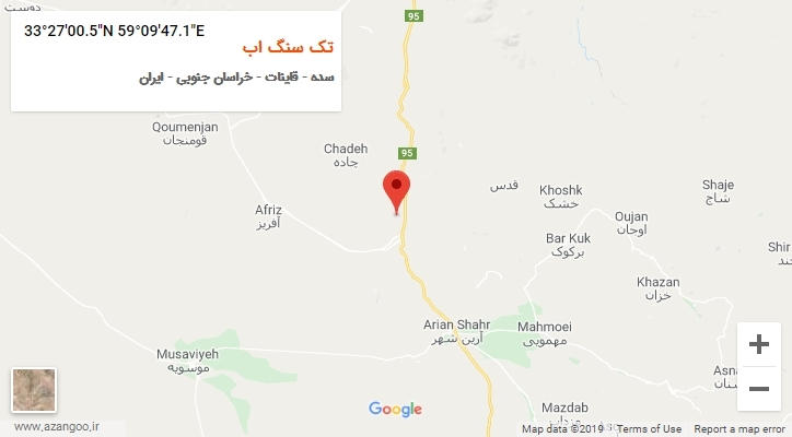 روستای تک سنگ اب بر روی نقشه