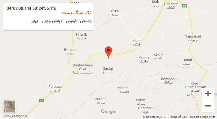 روستای تک سنگ بست بر روی نقشه