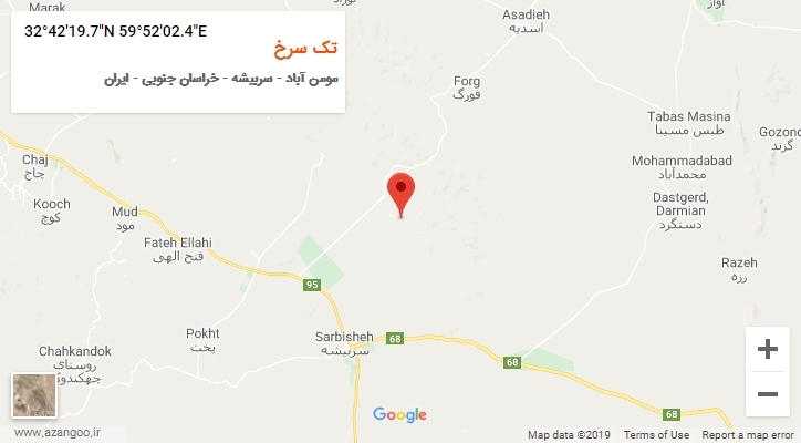 روستای تک سرخ بر روی نقشه