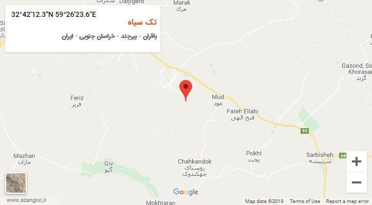 روستای تک سیاه بر روی نقشه