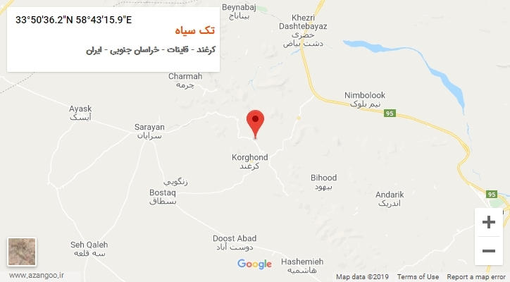 روستای تک سیاه بر روی نقشه