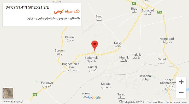 روستای تک سیاه کوهی بر روی نقشه