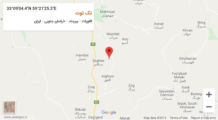 روستای تک توت بر روی نقشه