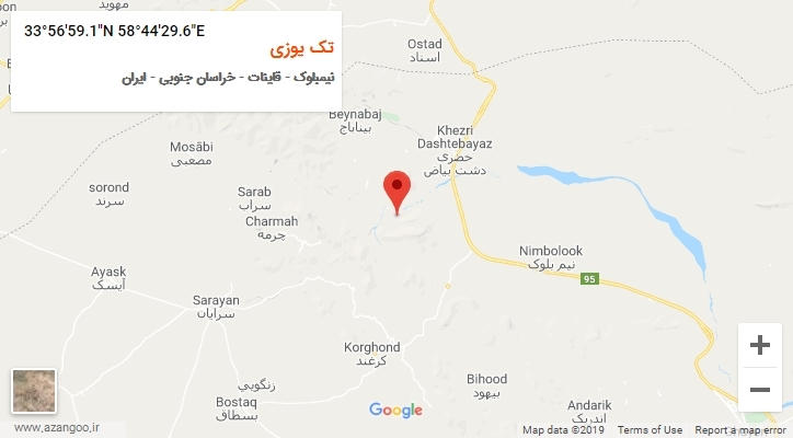 روستای تک یوزی بر روی نقشه