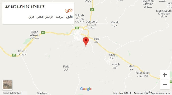 روستای تکزرد بر روی نقشه