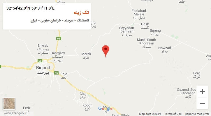 روستای تک زینه بر روی نقشه
