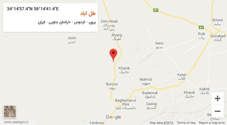 روستای طل آباد بر روی نقشه