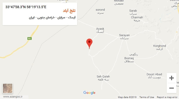روستای تلخ آباد بر روی نقشه
