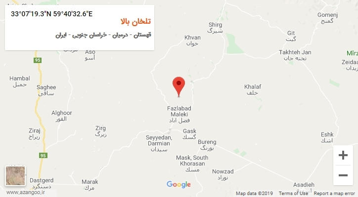 روستای تلخان بالا بر روی نقشه