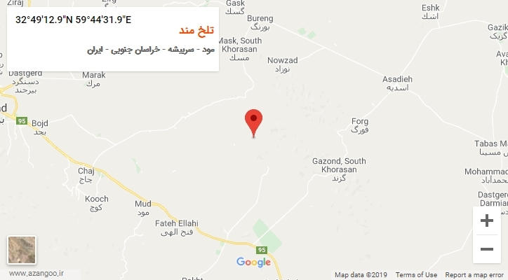 روستای تلخ مند بر روی نقشه