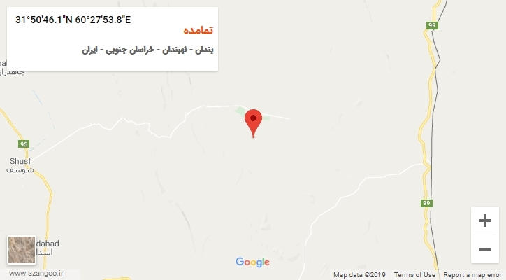 روستای تمامده بر روی نقشه