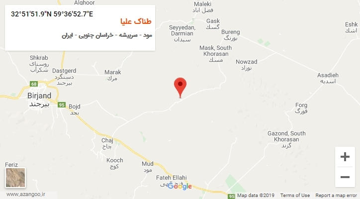 روستای طناک علیا بر روی نقشه