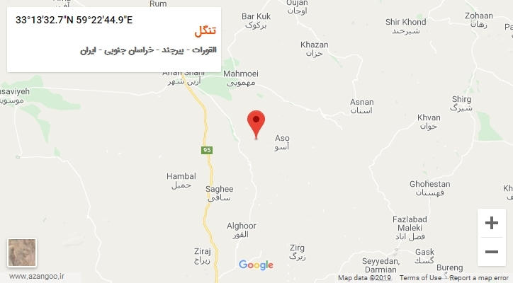 روستای تنگل بر روی نقشه