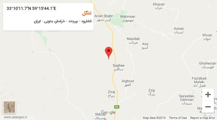 روستای تنگل بر روی نقشه